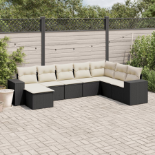 vidaXL 8 részes fekete polyrattan kerti ülőgarnitúra párnákkal kerti bútor
