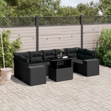 vidaXL 8 részes fekete polyrattan kerti ülőgarnitúra párnákkal kerti bútor