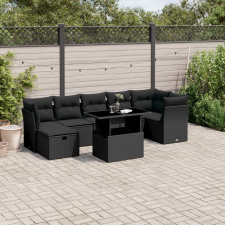 vidaXL 8 részes fekete polyrattan kerti ülőgarnitúra párnákkal kerti bútor