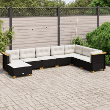 vidaXL 8 részes fekete polyrattan kerti ülőgarnitúra párnákkal kerti bútor