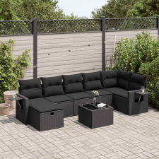 vidaXL 8 részes fekete polyrattan kerti ülőgarnitúra párnákkal kerti bútor