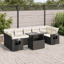 vidaXL 8 részes fekete polyrattan kerti ülőgarnitúra párnákkal kerti bútor