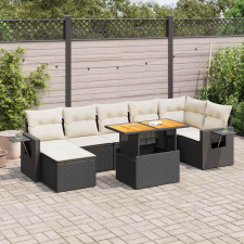 vidaXL 8 részes fekete polyrattan kerti ülőgarnitúra párnákkal kerti bútor