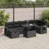 vidaXL 8 részes fekete polyrattan kerti ülőgarnitúra párnákkal