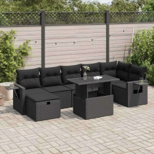 vidaXL 8 részes fekete polyrattan kerti ülőgarnitúra párnákkal kerti bútor