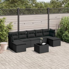 vidaXL 8 részes fekete polyrattan kerti ülőgarnitúra párnákkal kerti bútor