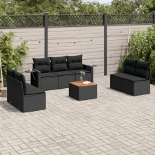 vidaXL 8 részes fekete polyrattan kerti ülőgarnitúra párnákkal kerti bútor