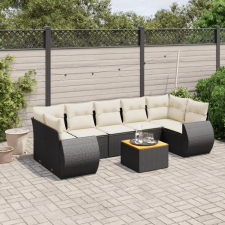 vidaXL 8 részes fekete polyrattan kerti ülőgarnitúra párnákkal kerti bútor