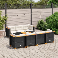 vidaXL 8 részes fekete polyrattan kerti ülőgarnitúra párnákkal kerti bútor