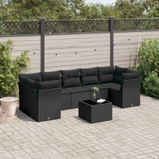 vidaXL 8 részes fekete polyrattan kerti ülőgarnitúra párnákkal kerti bútor