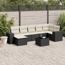 vidaXL 8 részes fekete polyrattan kerti ülőgarnitúra párnákkal kerti bútor