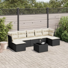 vidaXL 8 részes fekete polyrattan kerti ülőgarnitúra párnákkal kerti bútor
