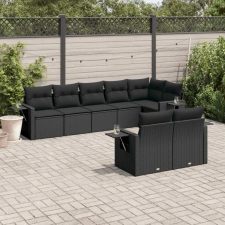 vidaXL 8 részes fekete polyrattan kerti ülőgarnitúra párnákkal kerti bútor