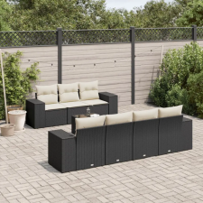 vidaXL 8 részes fekete polyrattan kerti ülőgarnitúra párnákkal kerti bútor