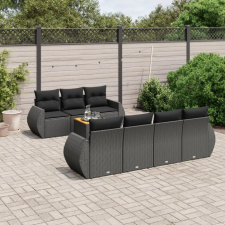 vidaXL 8 részes fekete polyrattan kerti ülőgarnitúra párnákkal kerti bútor