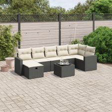 vidaXL 8 részes fekete polyrattan kerti ülőgarnitúra párnákkal kerti bútor