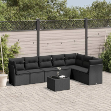 vidaXL 8 részes fekete polyrattan kerti ülőgarnitúra párnákkal kerti bútor