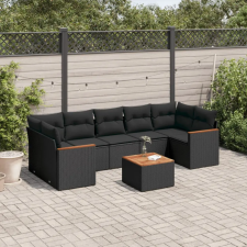 vidaXL 8 részes fekete polyrattan kerti ülőgarnitúra párnákkal kerti bútor