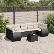 vidaXL 8 részes fekete polyrattan kerti ülőgarnitúra párnákkal kerti bútor