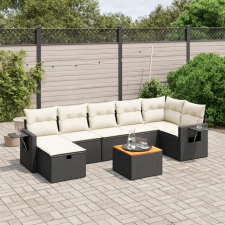 vidaXL 8 részes fekete polyrattan kerti ülőgarnitúra párnákkal kerti bútor