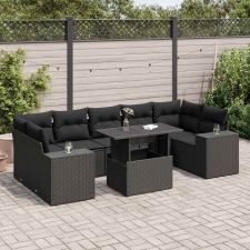 vidaXL 8 részes fekete polyrattan kerti ülőgarnitúra párnákkal kerti bútor