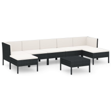 vidaXL 8 részes fekete polyrattan kerti ülőgarnitúra párnákkal (3094544) kerti bútor