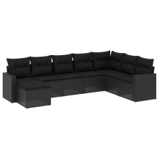 vidaXL 8 részes fekete polyrattan kerti ülőgarnitúra párnákkal (3219345) kerti bútor