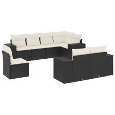 vidaXL 8 részes fekete polyrattan kerti ülőgarnitúra párnákkal (3222835) kerti bútor