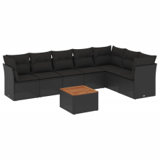 vidaXL 8 részes fekete polyrattan kerti ülőgarnitúra párnákkal (3223675) kerti bútor