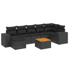 vidaXL 8 részes fekete polyrattan kerti ülőgarnitúra párnákkal (3225551) kerti bútor