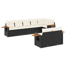 vidaXL 8 részes fekete polyrattan kerti ülőgarnitúra párnákkal (3226987) kerti bútor