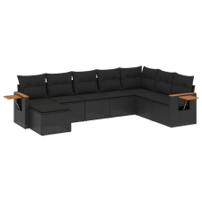 vidaXL 8 részes fekete polyrattan kerti ülőgarnitúra párnákkal (3227084) kerti bútor