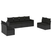 vidaXL 8 részes fekete polyrattan kerti ülőgarnitúra párnákkal (3251182) kerti bútor