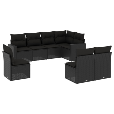 vidaXL 8 részes fekete polyrattan kerti ülőgarnitúra párnákkal (3251402) kerti bútor