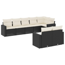 vidaXL 8 részes fekete polyrattan kerti ülőgarnitúra párnákkal (3251553) kerti bútor
