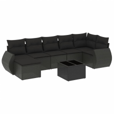 vidaXL 8 részes fekete polyrattan kerti ülőgarnitúra párnákkal (3254022) kerti bútor