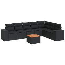 vidaXL 8 részes fekete polyrattan kerti ülőgarnitúra párnákkal (3257805) kerti bútor