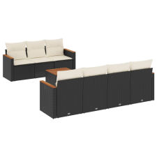 vidaXL 8 részes fekete polyrattan kerti ülőgarnitúra párnákkal (3258206) kerti bútor