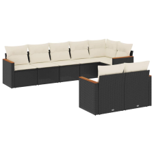 vidaXL 8 részes fekete polyrattan kerti ülőgarnitúra párnákkal (3258549) kerti bútor