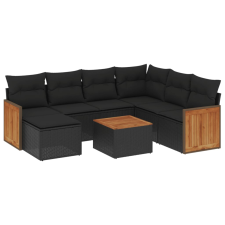 vidaXL 8 részes fekete polyrattan kerti ülőgarnitúra párnákkal (3260291) kerti bútor