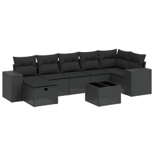 vidaXL 8 részes fekete polyrattan kerti ülőgarnitúra párnákkal (3264441) kerti bútor