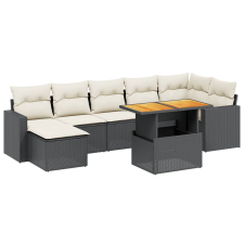 vidaXL 8 részes fekete polyrattan kerti ülőgarnitúra párnákkal (3264731) kerti bútor
