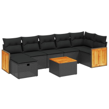 vidaXL 8 részes fekete polyrattan kerti ülőgarnitúra párnákkal (3265752) kerti bútor