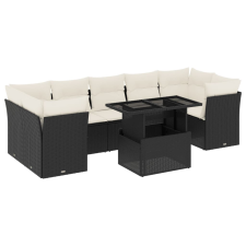 vidaXL 8 részes fekete polyrattan kerti ülőgarnitúra párnákkal (3266396) kerti bútor