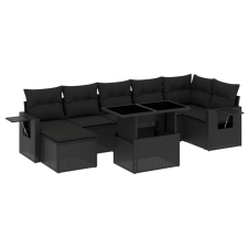 vidaXL 8 részes fekete polyrattan kerti ülőgarnitúra párnákkal (3268055) kerti bútor