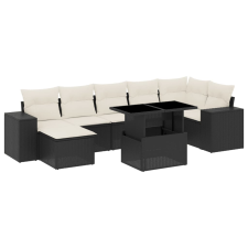 vidaXL 8 részes fekete polyrattan kerti ülőgarnitúra párnákkal (3269316) kerti bútor
