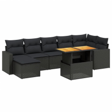 vidaXL 8 részes fekete polyrattan kerti ülőgarnitúra párnákkal (3271419) kerti bútor