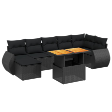 vidaXL 8 részes fekete polyrattan kerti ülőgarnitúra párnákkal (3272301) kerti bútor