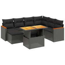 vidaXL 8 részes fekete polyrattan kerti ülőgarnitúra párnákkal (3273190) kerti bútor