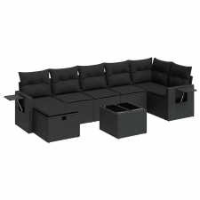 vidaXL 8 részes fekete polyrattan kerti ülőgarnitúra párnákkal (3325511) kerti bútor